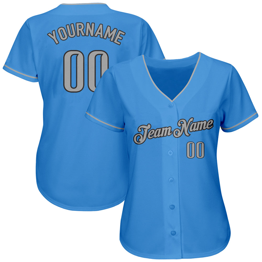 Custom Powder Blue Gray-Steel Gray Authentic Baseball Jersey view 2