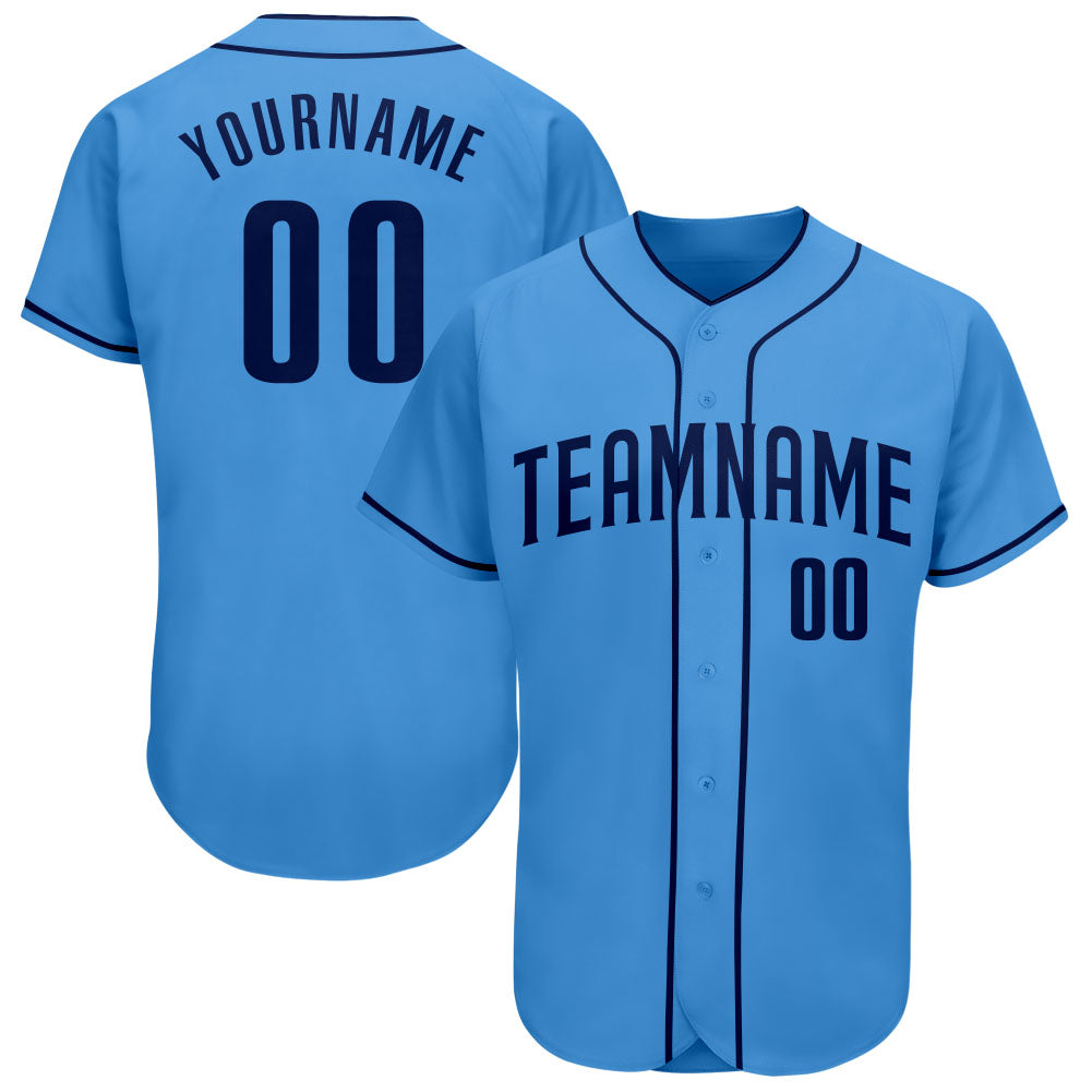 Custom Powder Blue Navy Authentic Baseball Jersey - Main View