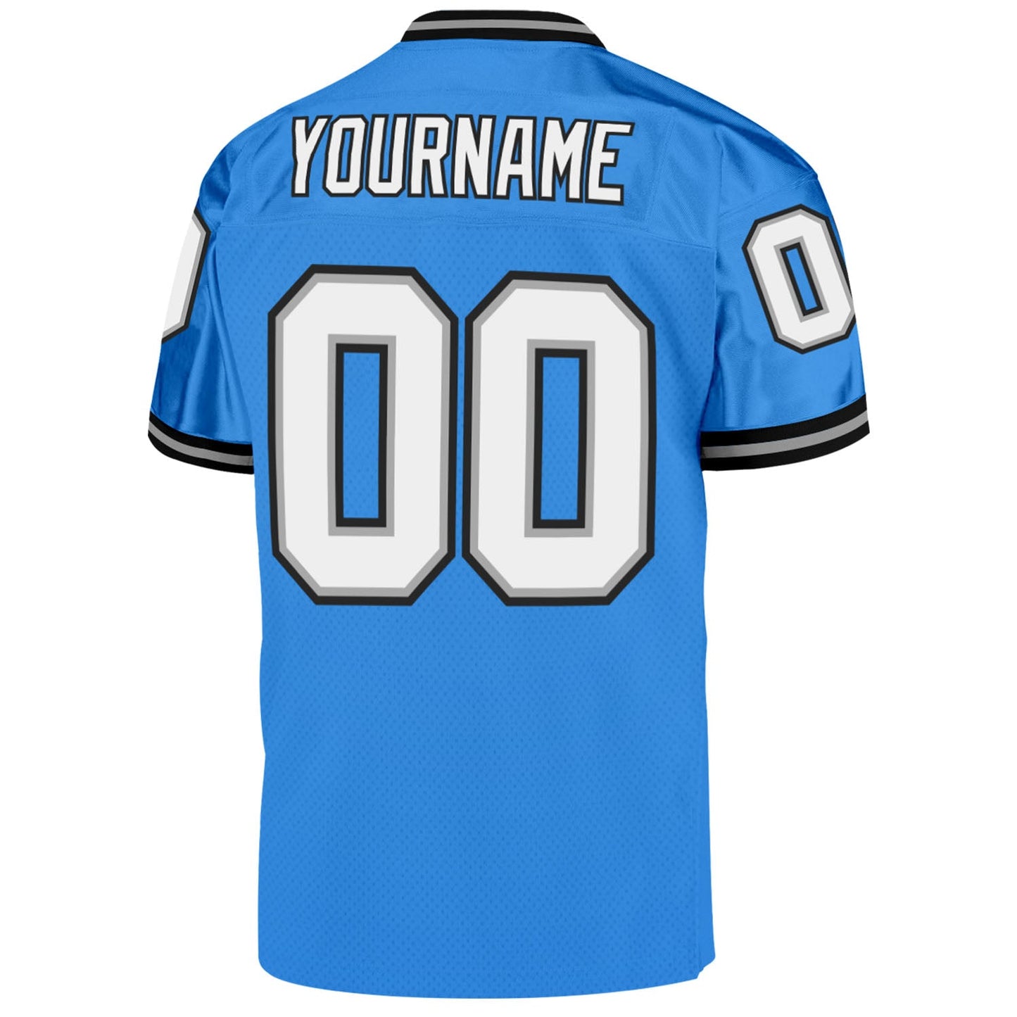 Custom Powder Blue White-Black Mesh Authentic Throwback Football Jersey view 3
