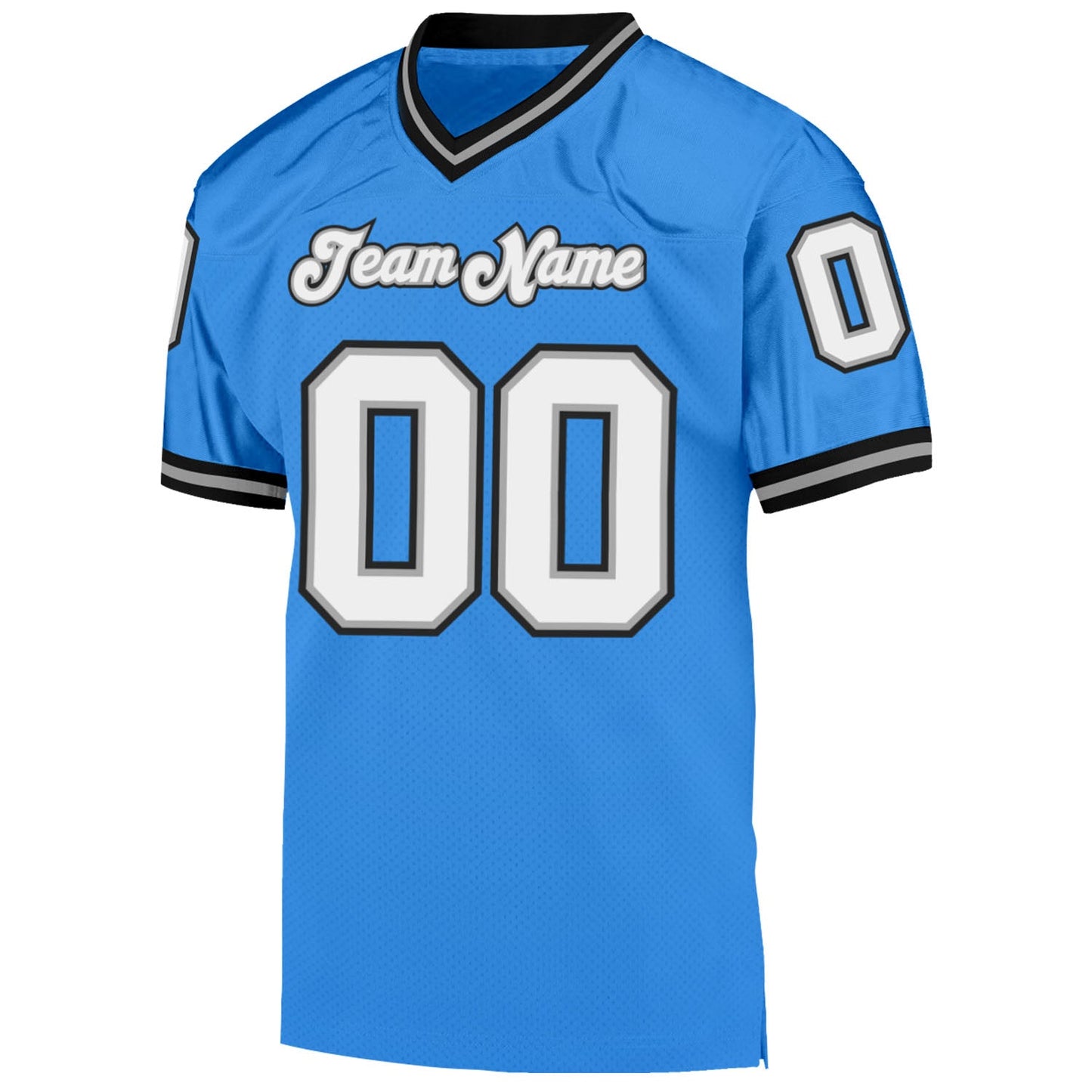 Custom Powder Blue White-Black Mesh Authentic Throwback Football Jersey view 2