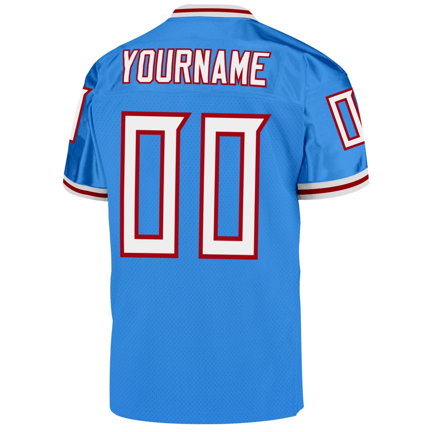 Custom Powder Blue White-Red Mesh Authentic Throwback Football Jersey view 3