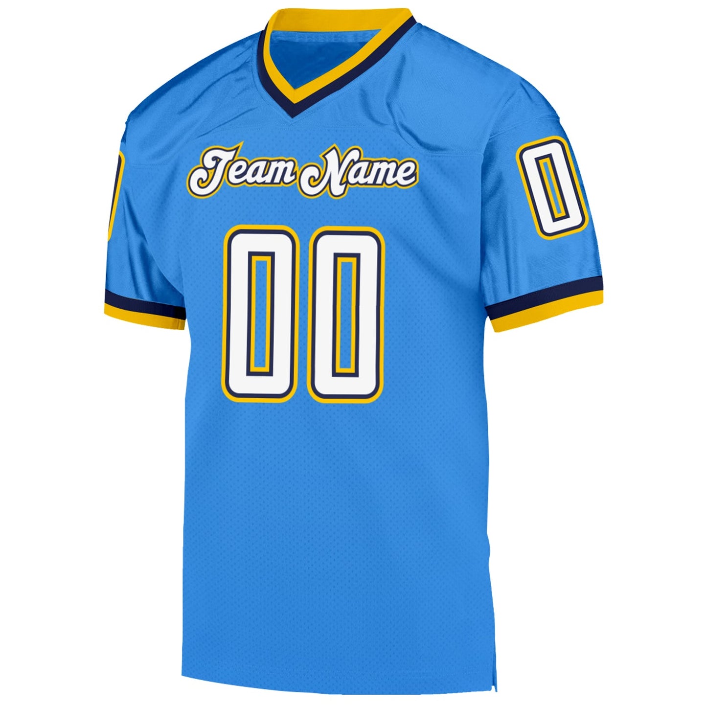 Custom Powder Blue White-Navy Mesh Authentic Throwback Football Jersey view 2