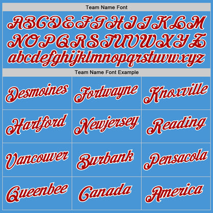 Custom Powder Blue Red-White Performance T-Shirt view 4