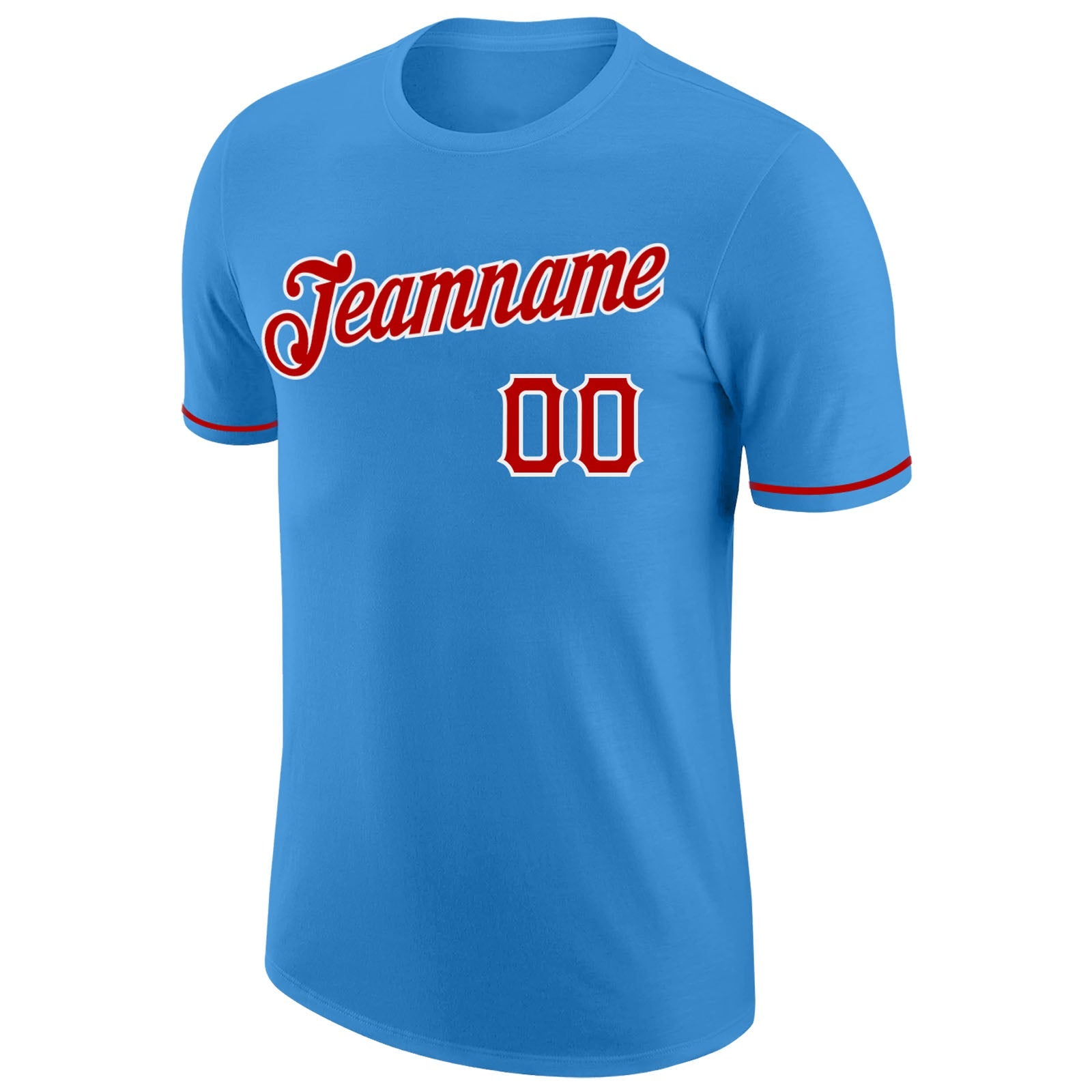 Custom Powder Blue Red-White Performance T-Shirt view 5