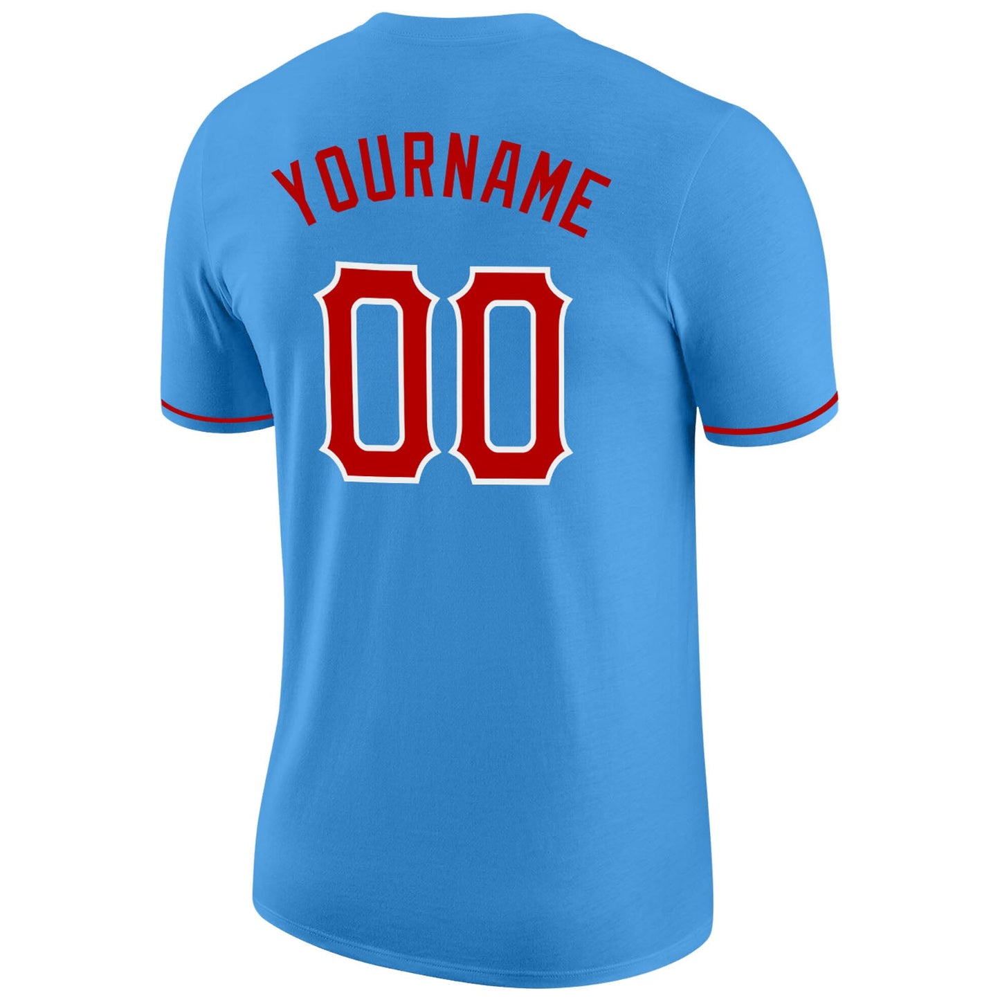 Custom Powder Blue Red-White Performance T-Shirt view 6
