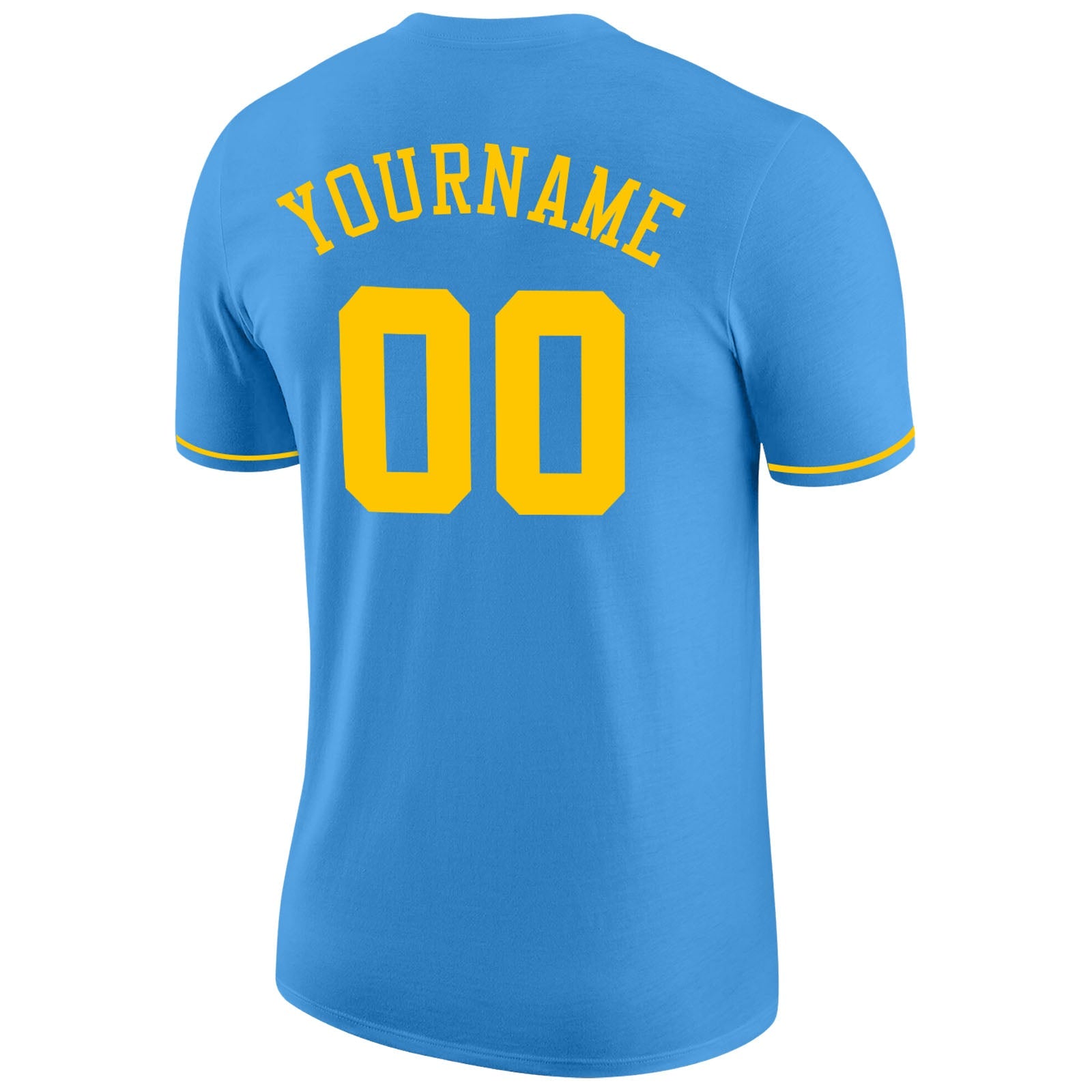 Custom Powder Blue Gold Performance T-Shirt view 6