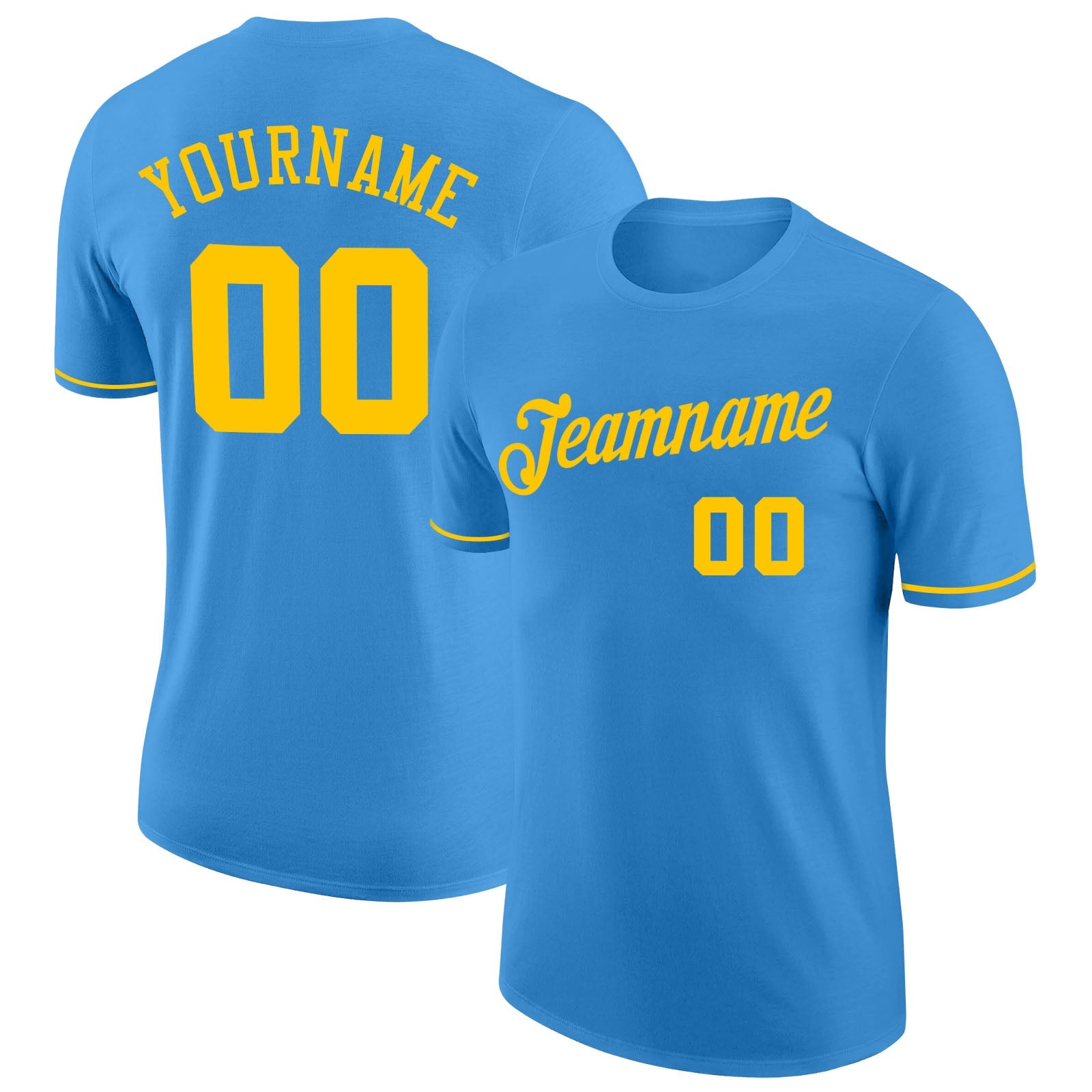 Custom Powder Blue Gold Performance T-Shirt - Main View