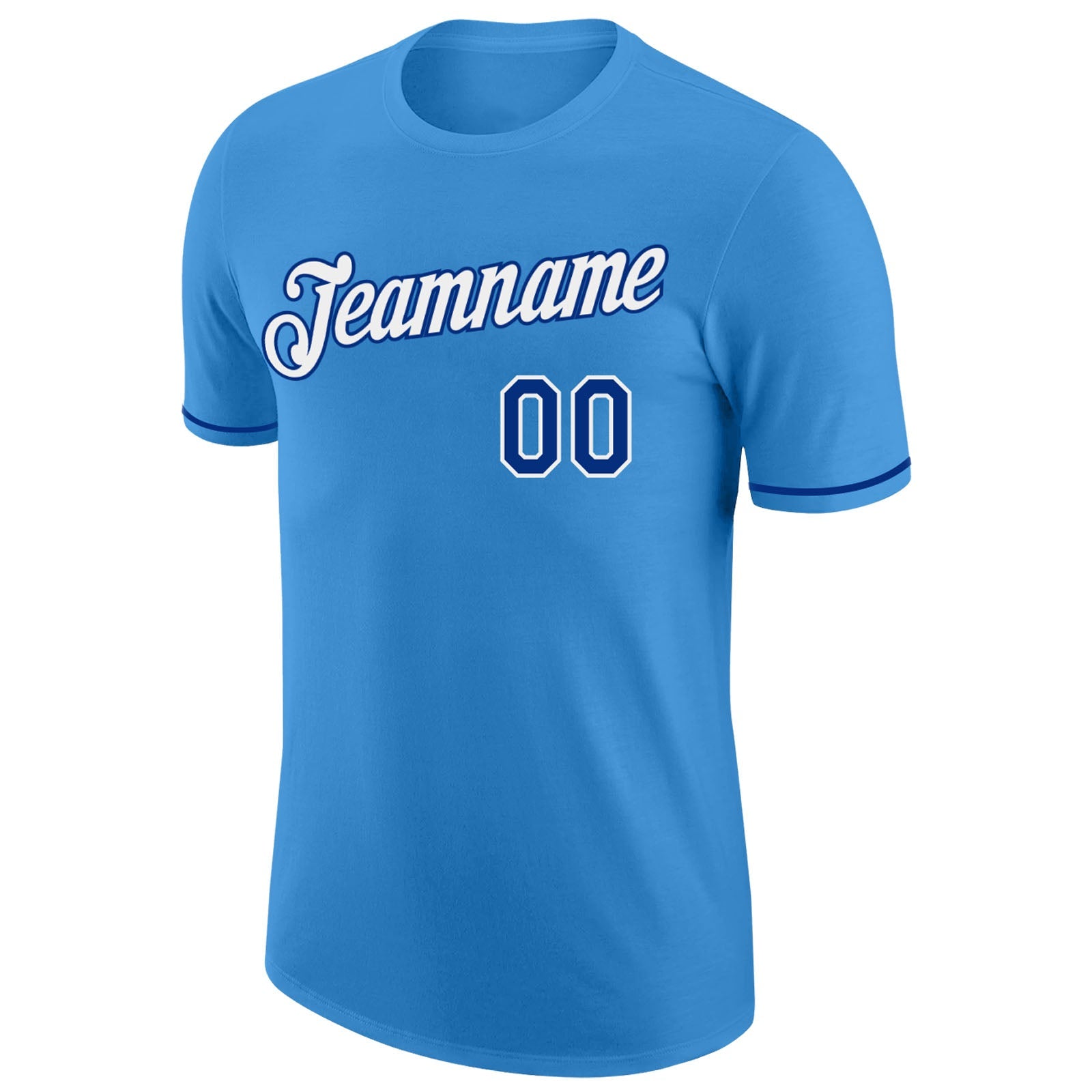 Custom Powder Blue Royal-White Performance T-Shirt view 5