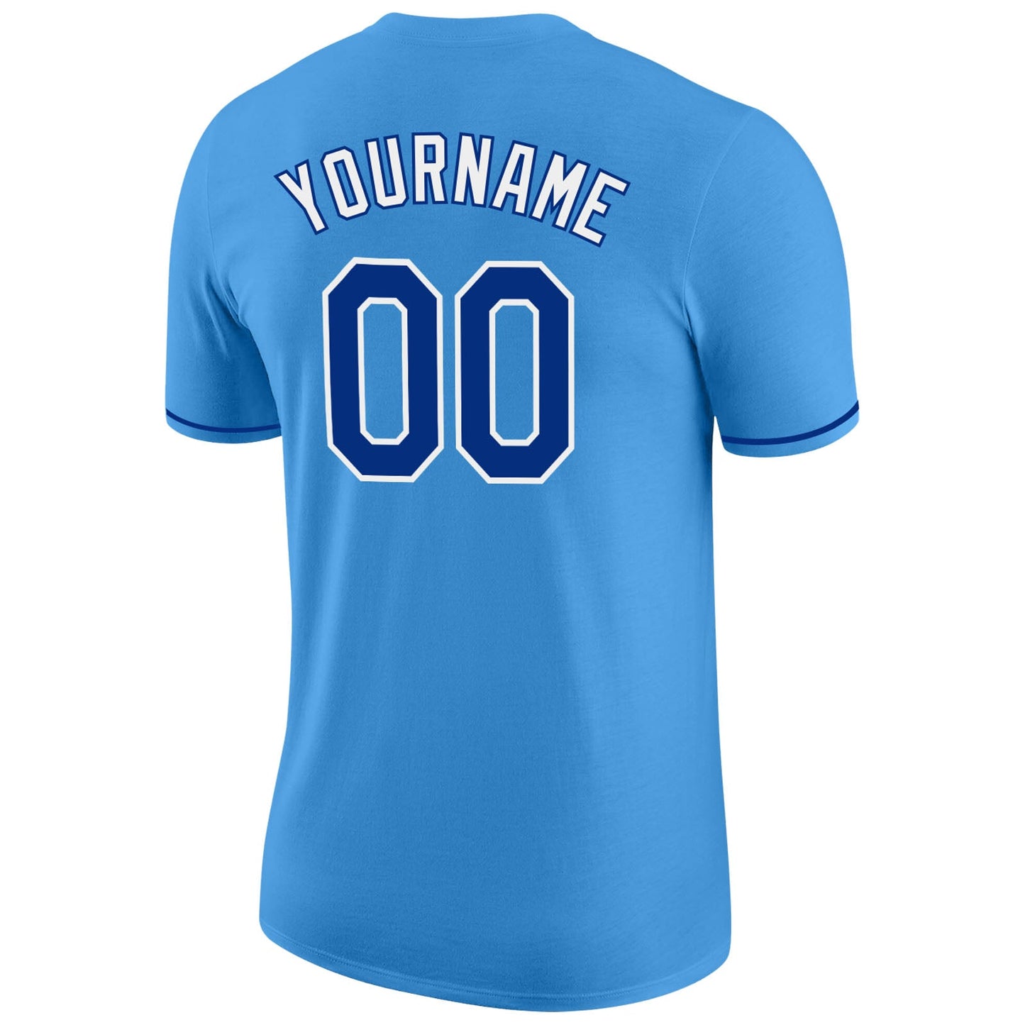 Custom Powder Blue Royal-White Performance T-Shirt view 6