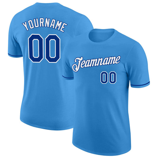 Custom Powder Blue Royal-White Performance T-Shirt - Main View