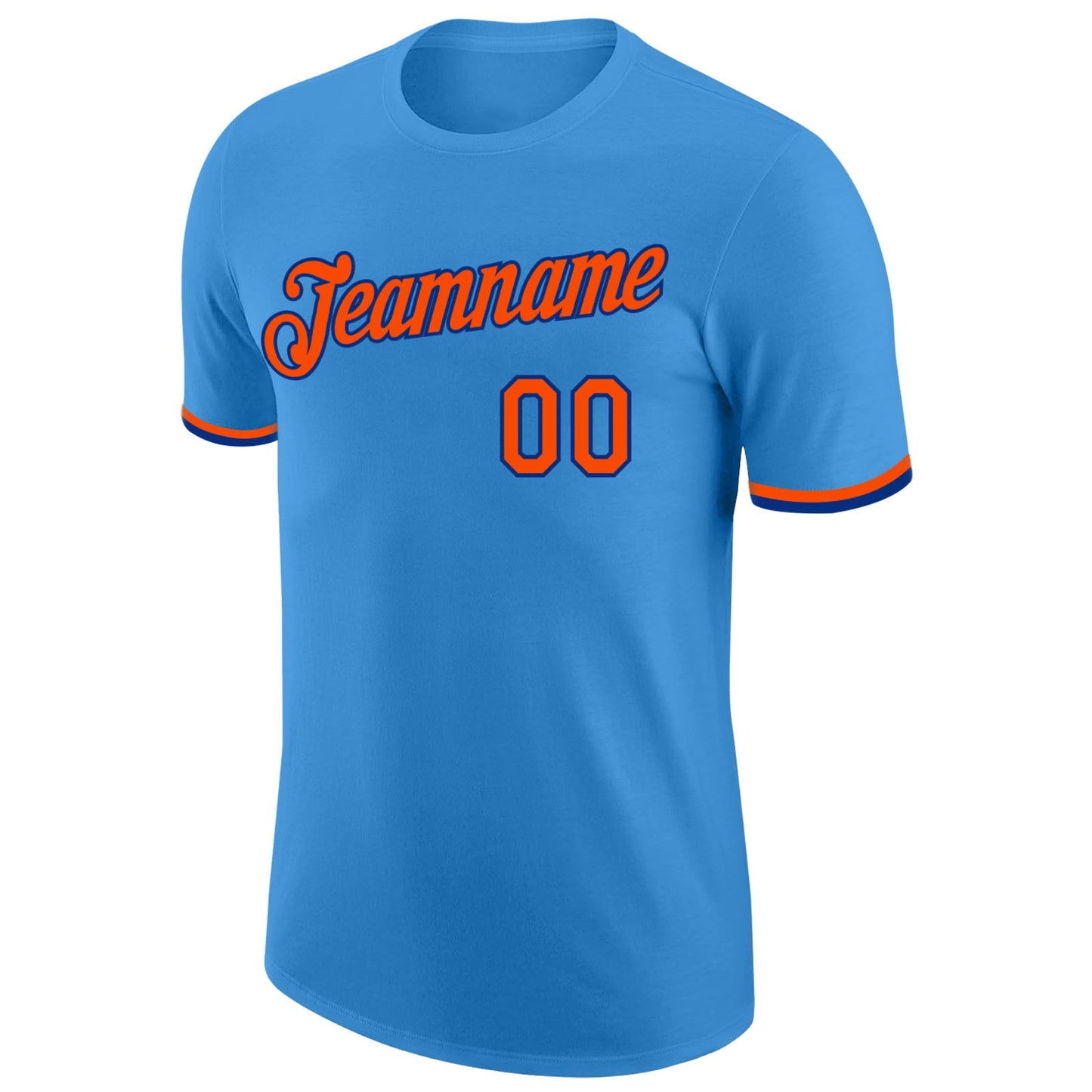 Custom Powder Blue Orange-Royal Performance T-Shirt view 5