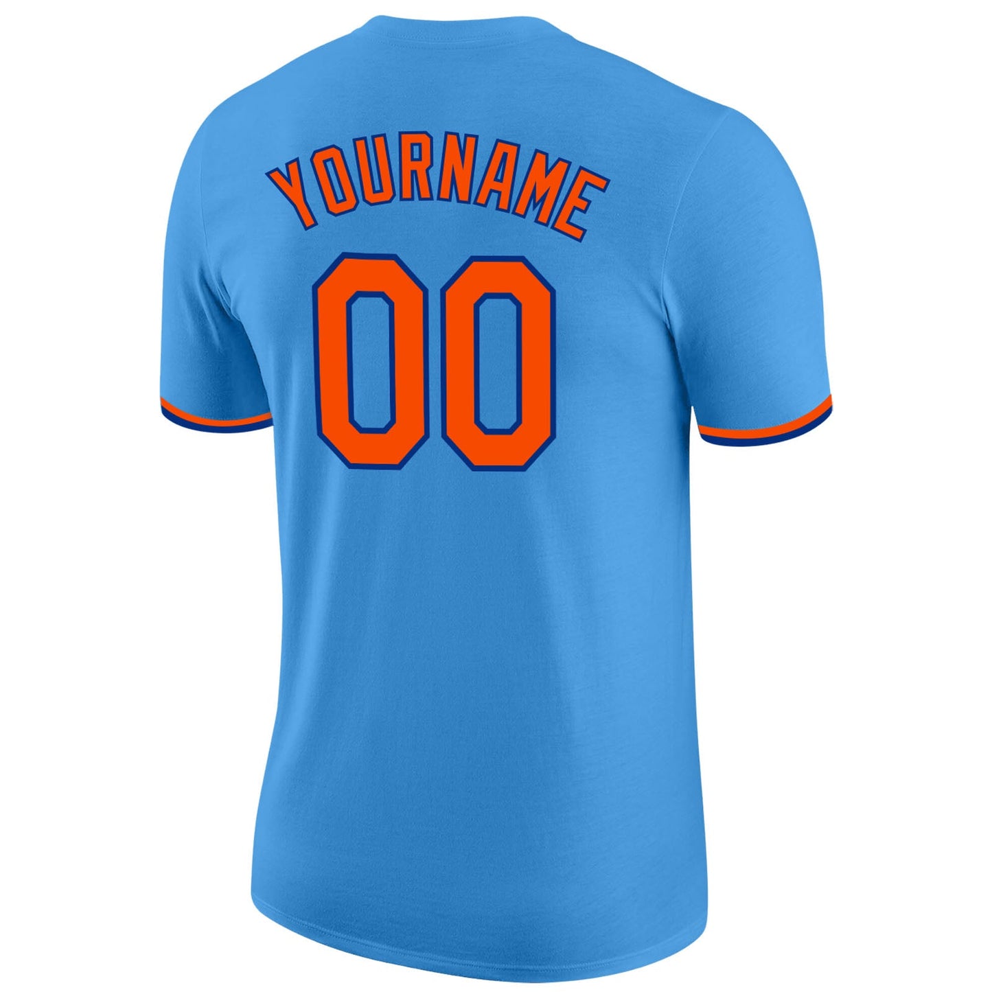 Custom Powder Blue Orange-Royal Performance T-Shirt view 6