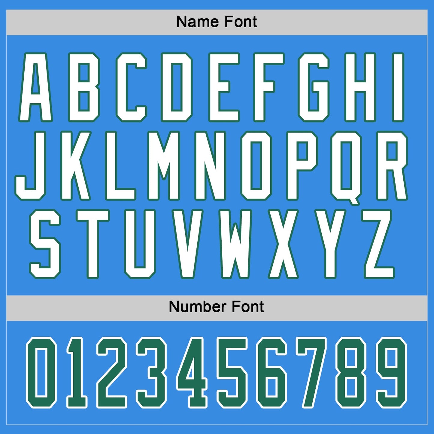 Custom Powder Blue Kelly Green-White Hockey Jersey view 3