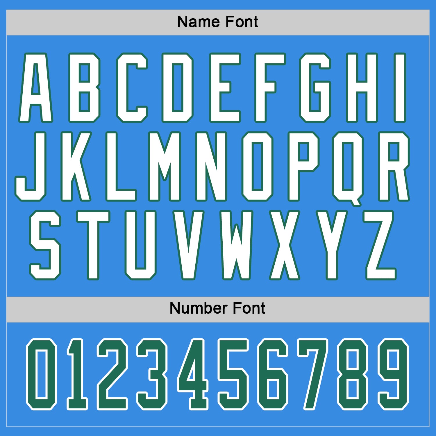 Custom Powder Blue Kelly Green-White Hockey Jersey view 3