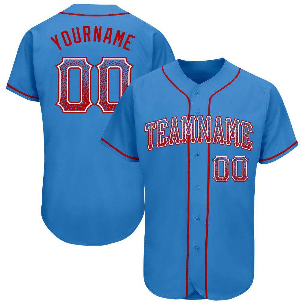 Custom Powder Blue Red-White Authentic Drift Fashion Baseball Jersey - Main View