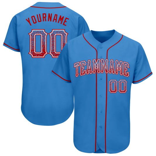 Custom Powder Blue Red-White Authentic Drift Fashion Baseball Jersey - Main View