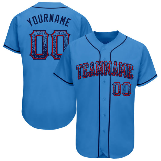 Custom Powder Blue Navy-Red Authentic Drift Fashion Baseball Jersey - Main View
