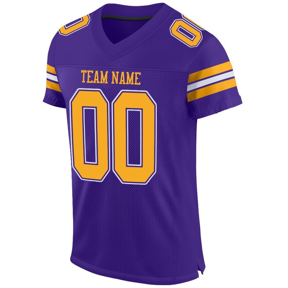Custom Purple Gold-White Mesh Authentic Football Jersey view 2