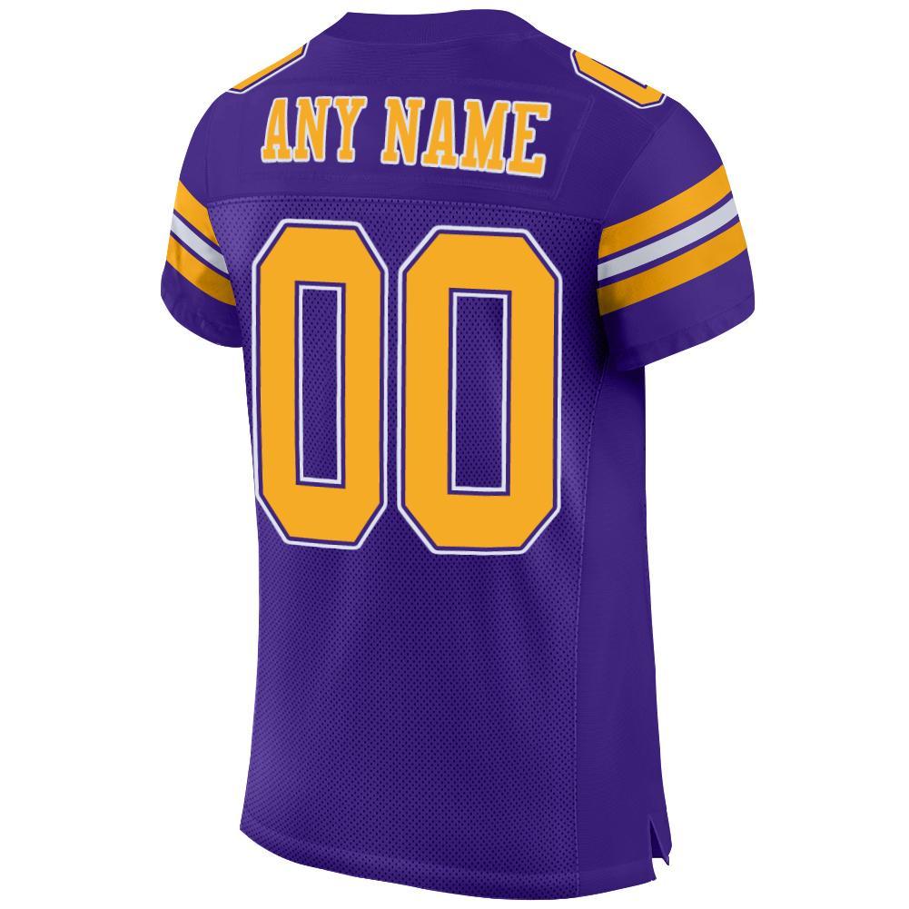 Custom Purple Gold-White Mesh Authentic Football Jersey view 3