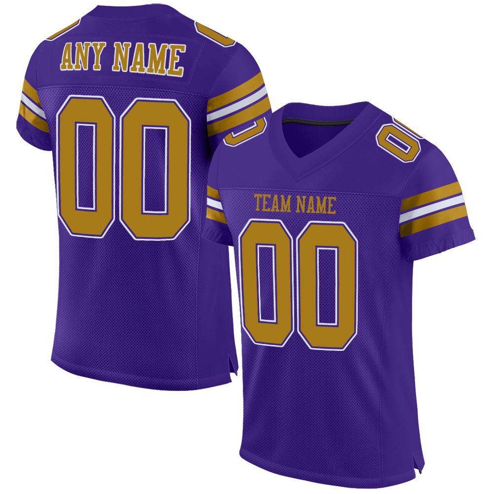 Custom Purple Old Gold-White Mesh Authentic Football Jersey - Main View