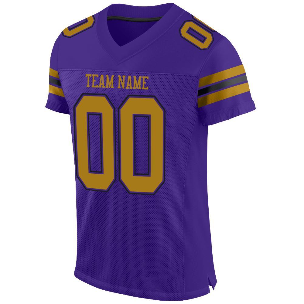 Custom Purple Old Gold-Black Mesh Authentic Football Jersey view 2