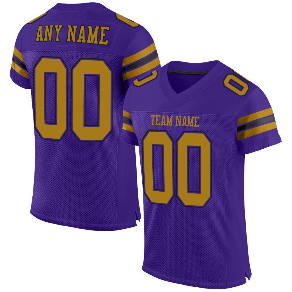 Custom Purple Old Gold-Black Mesh Authentic Football Jersey - Main View