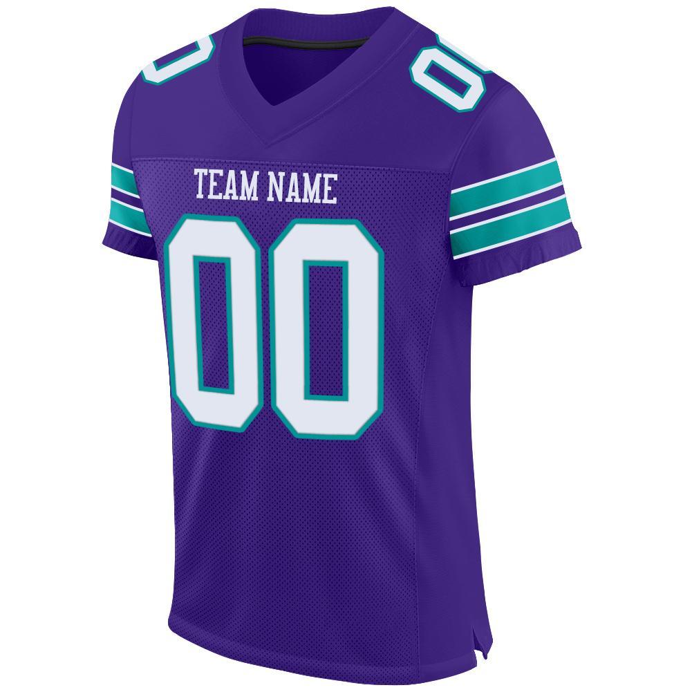 Custom Purple White-Aqua Mesh Authentic Football Jersey view 2