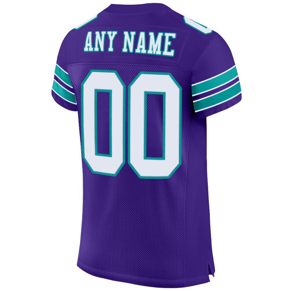 Custom Purple White-Aqua Mesh Authentic Football Jersey view 3