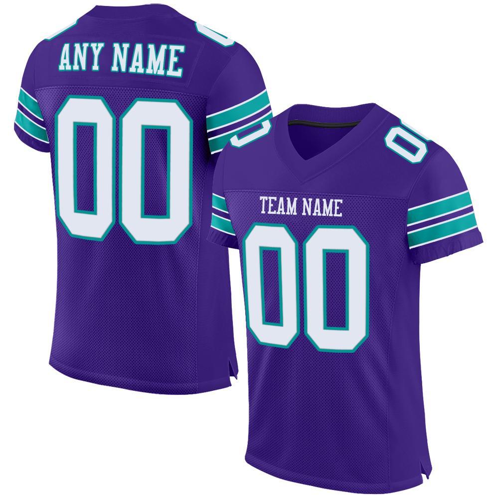 Custom Purple White-Aqua Mesh Authentic Football Jersey - Main View