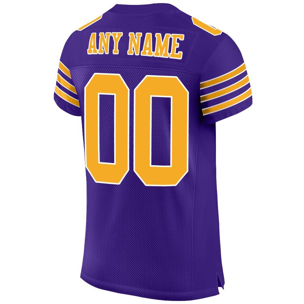 Custom Purple Gold-White Mesh Authentic Football Jersey view 3