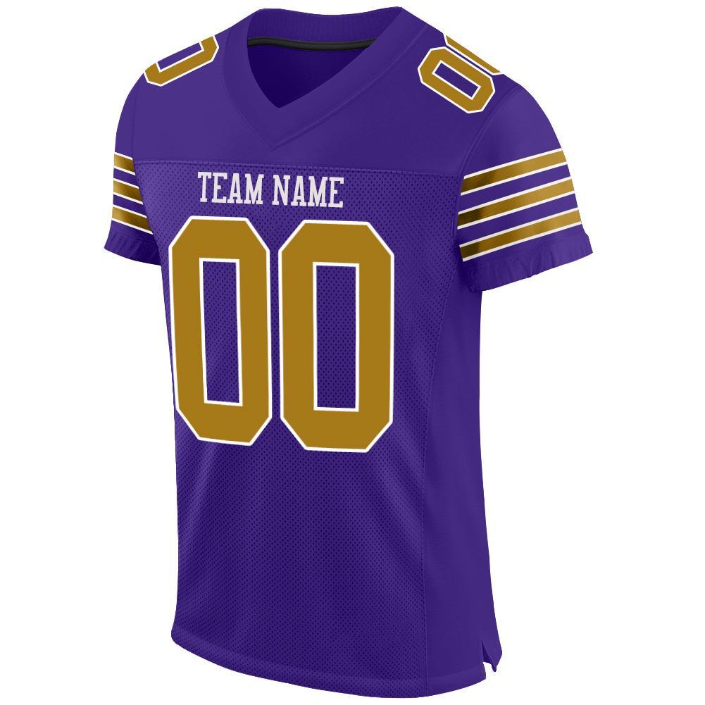 Custom Purple Old Gold-White Mesh Authentic Football Jersey view 2
