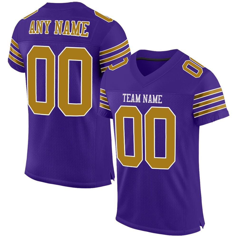 Custom Purple Old Gold-White Mesh Authentic Football Jersey - Main View