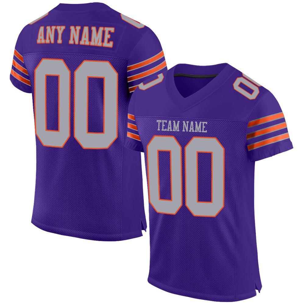 Custom Purple Gray-Orange Mesh Authentic Football Jersey - Main View