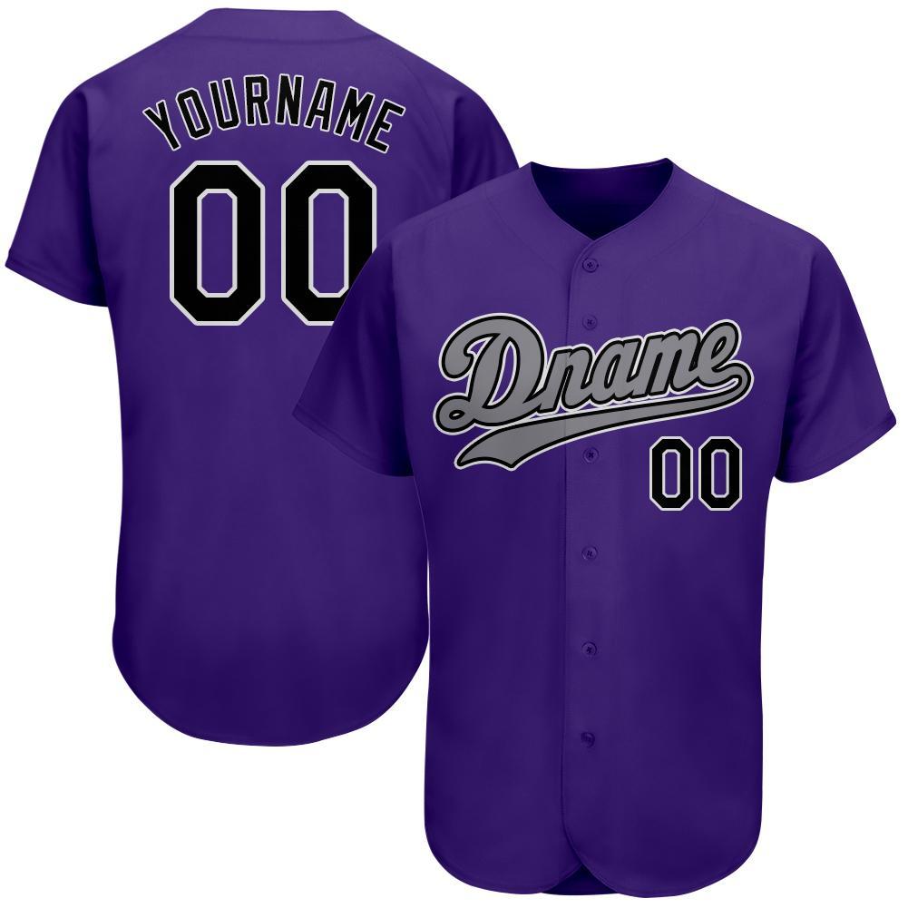 Custom Purple Black-Gray Authentic Baseball Jersey - Main View