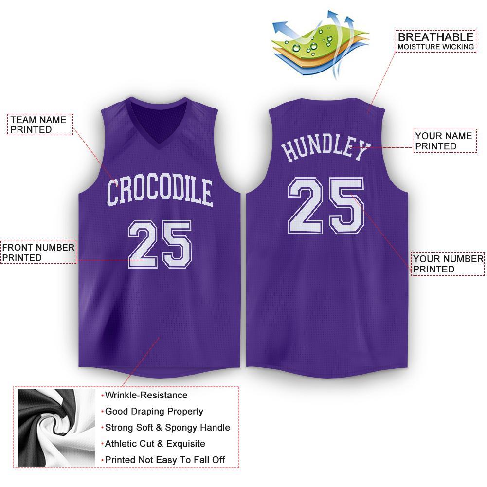 Custom Purple White V-Neck Basketball Jersey view 2