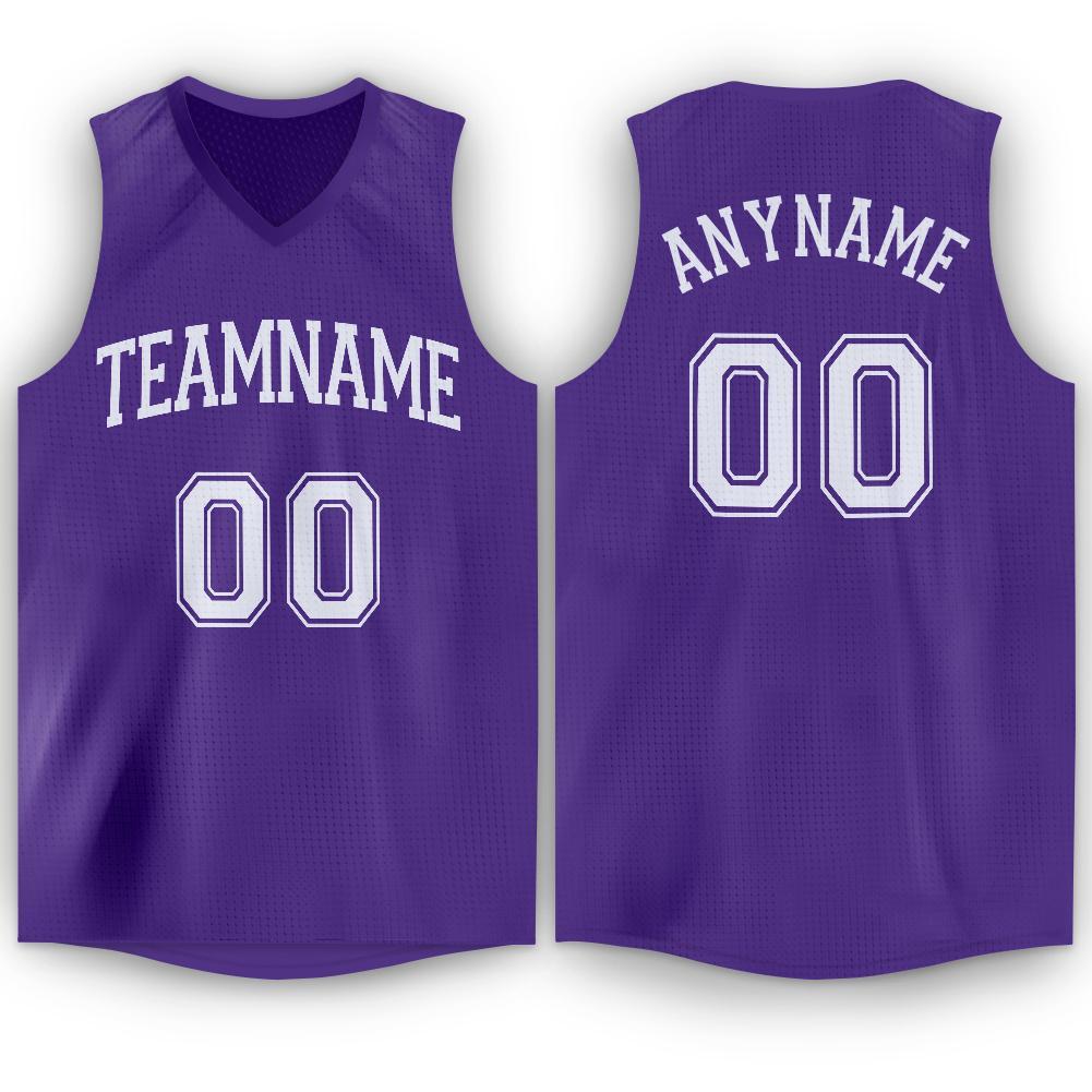 Custom Purple White V-Neck Basketball Jersey - Main View