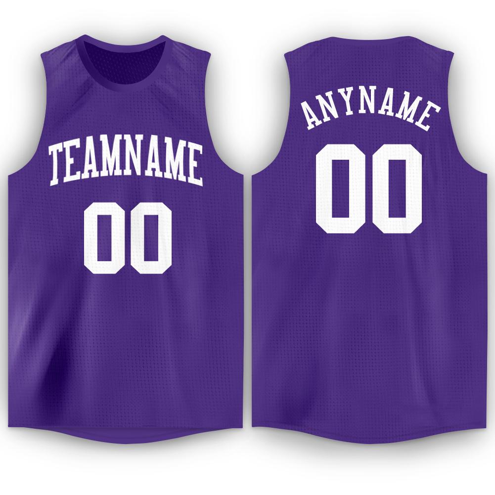 Custom Purple White Round Neck Basketball Jersey - Main View