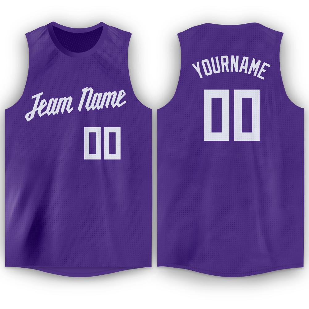 Custom Purple White Round Neck Basketball Jersey - Main View