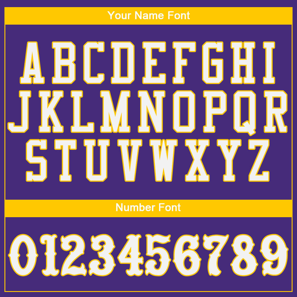 Custom Purple White-Gold Authentic Baseball Jersey view 4