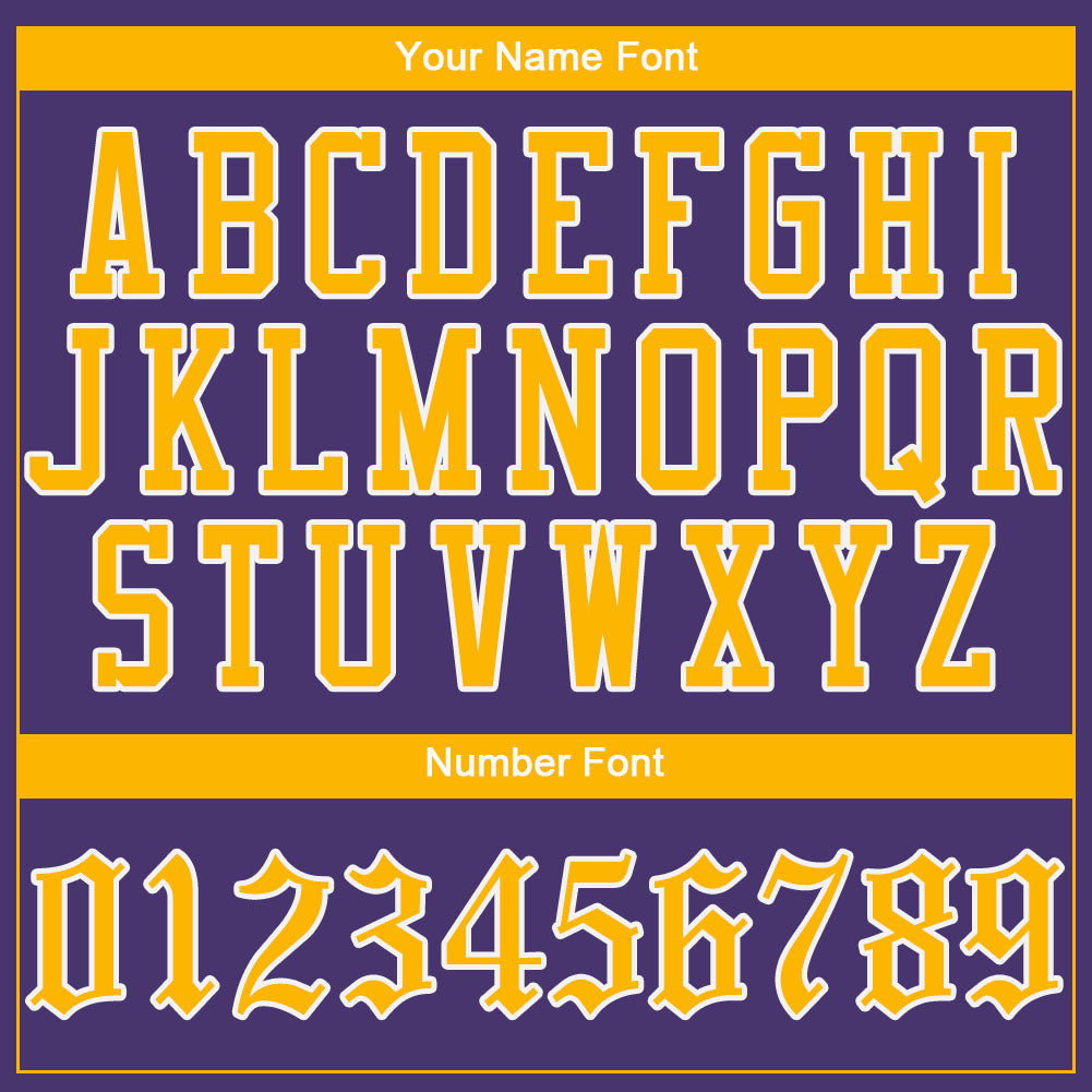 Custom Purple Gold-White Authentic Baseball Jersey view 4