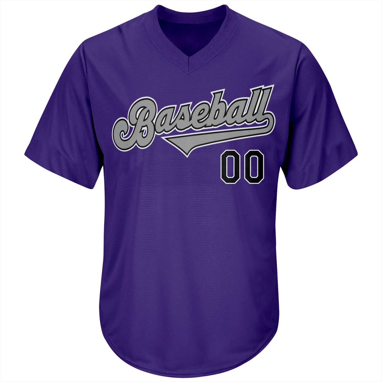 Custom Purple Black-Gray Authentic Throwback Rib-Knit Baseball Jersey Shirt view 2