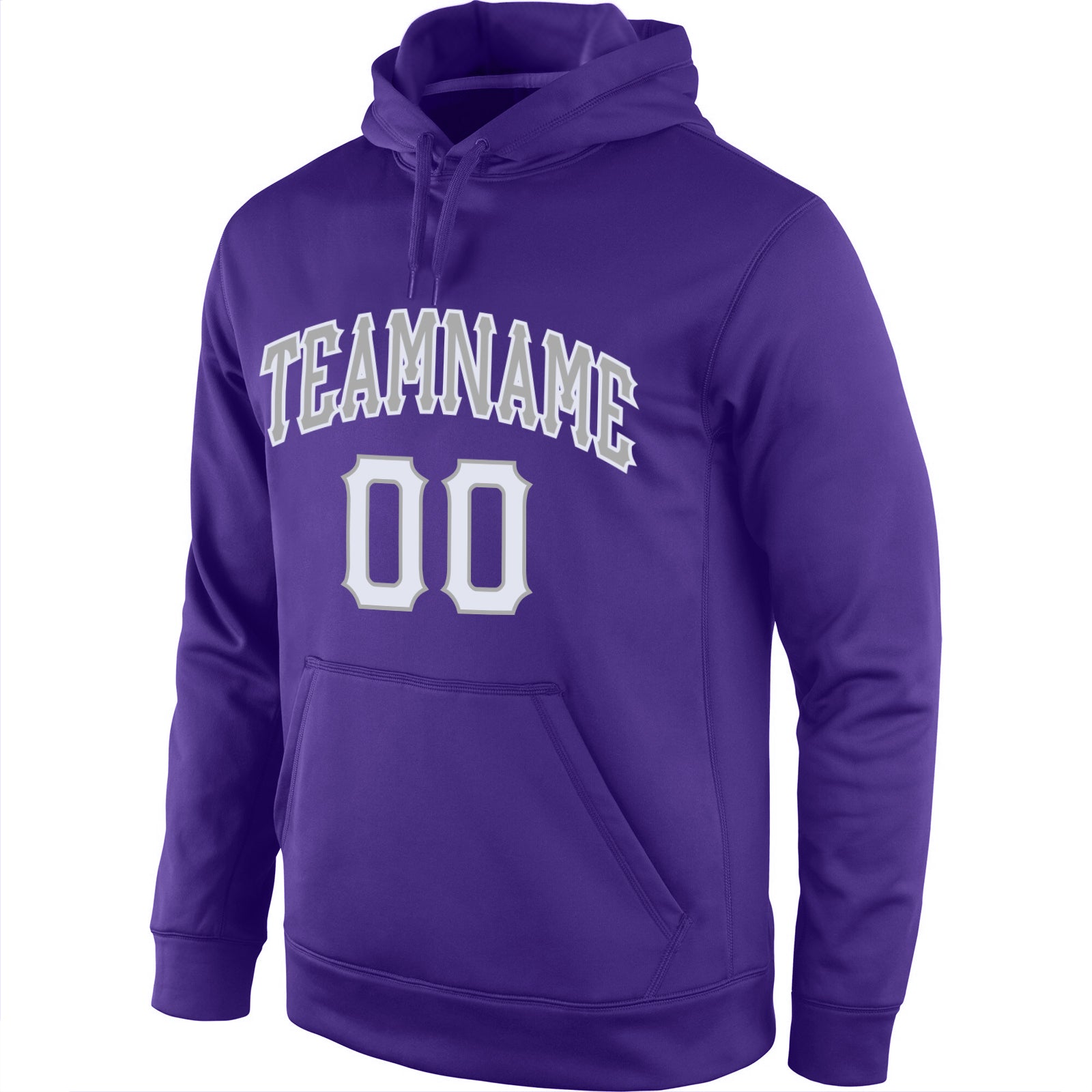 Custom Stitched Purple White-Gray Sports Pullover Sweatshirt Hoodie view 2