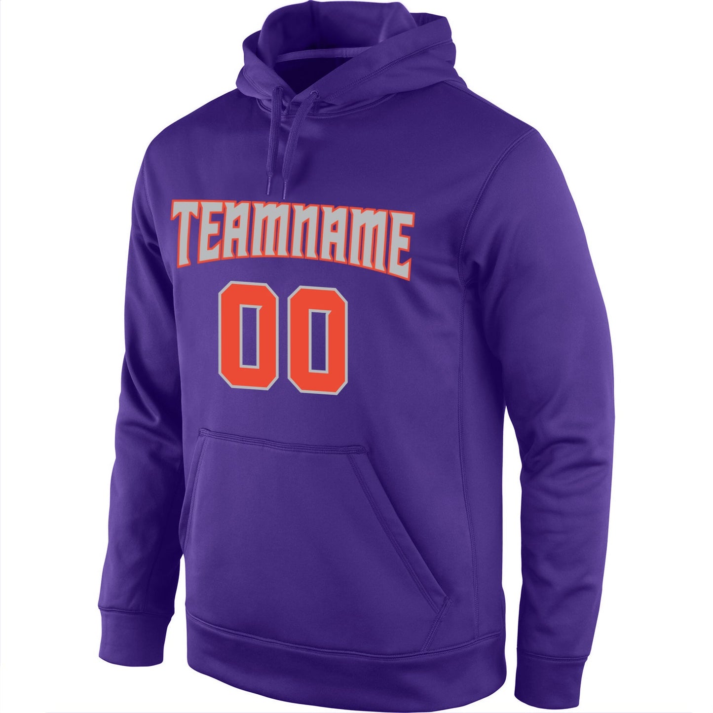 Custom Stitched Purple Orange-Gray Sports Pullover Sweatshirt Hoodie view 2