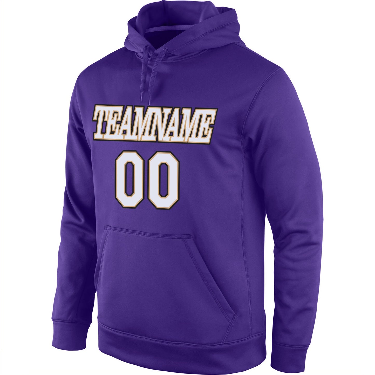 Custom Stitched Purple White-Old Gold Sports Pullover Sweatshirt Hoodie view 2