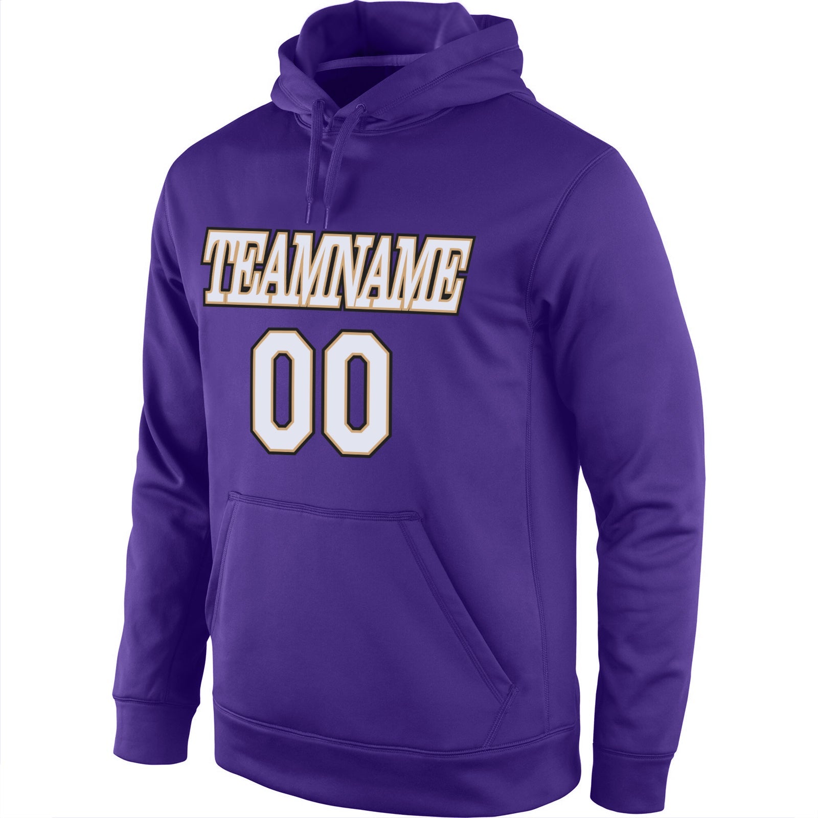 Custom Stitched Purple White-Old Gold Sports Pullover Sweatshirt Hoodie view 2