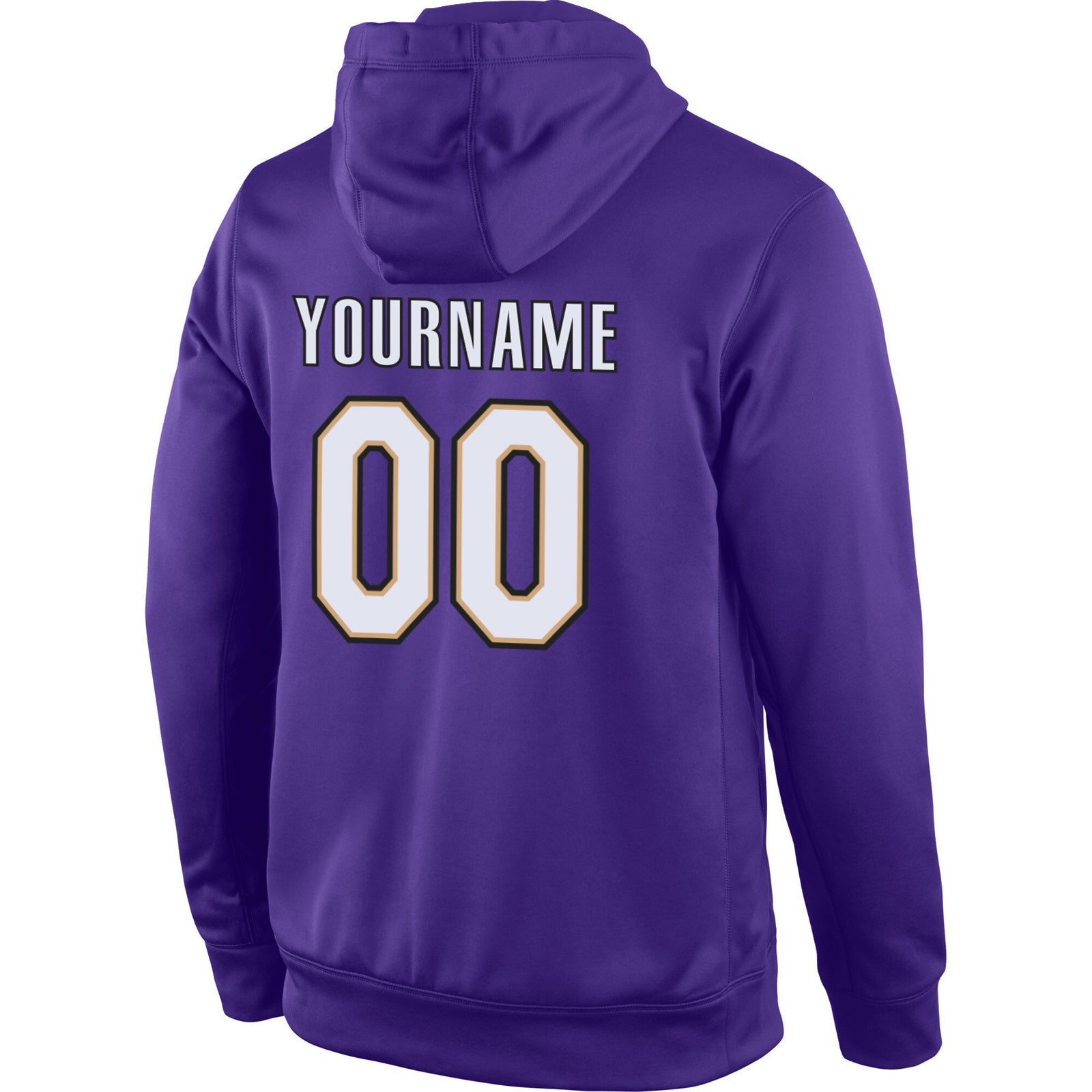Custom Stitched Purple White-Old Gold Sports Pullover Sweatshirt Hoodie view 3