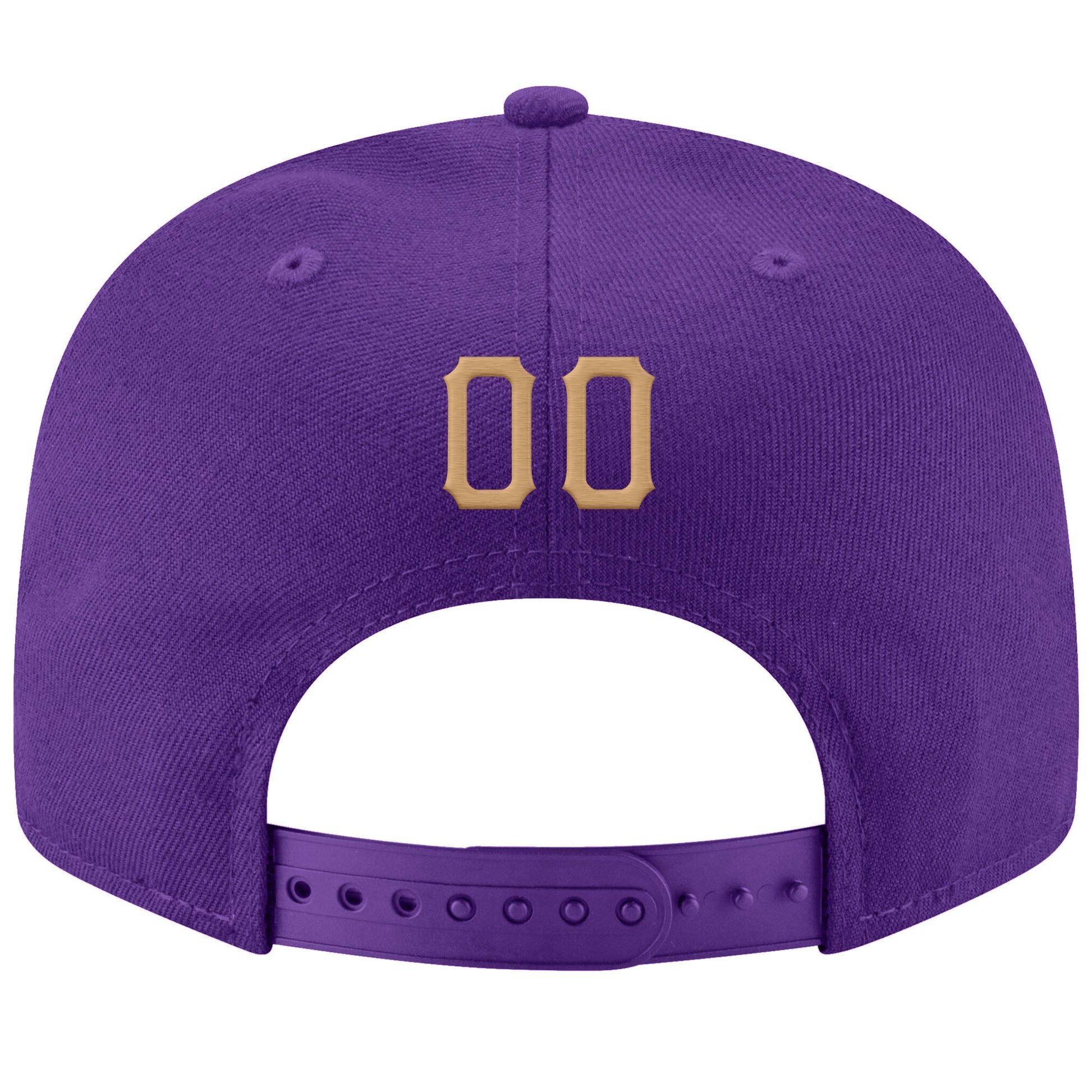 Custom Purple Old Gold-White Stitched Adjustable Snapback Hat view 3