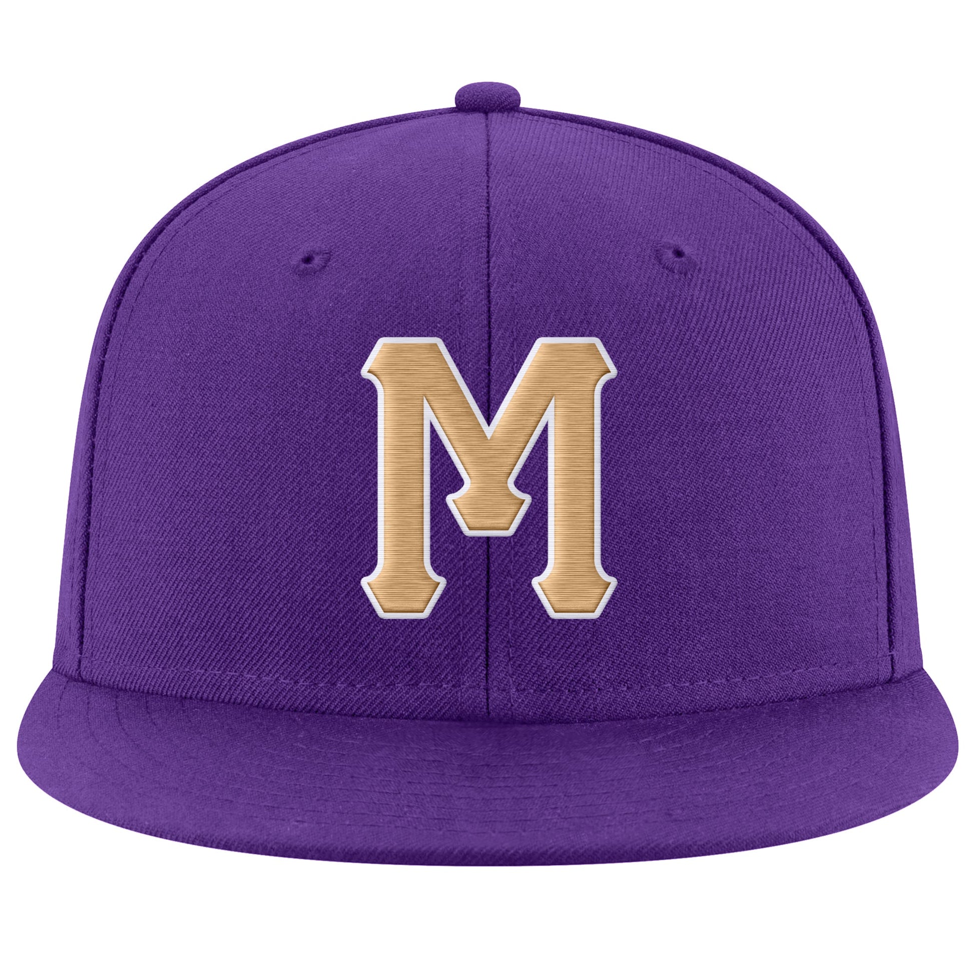 Custom Purple Old Gold-White Stitched Adjustable Snapback Hat view 2