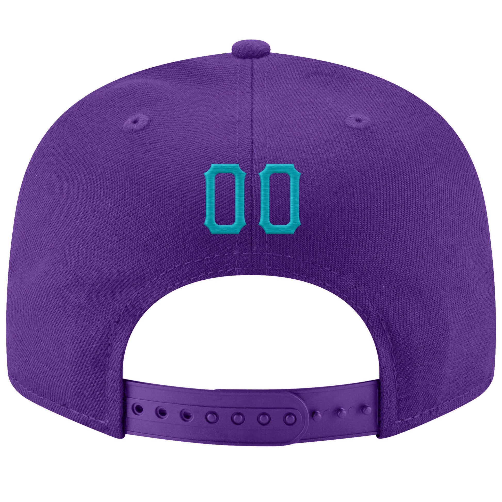 Custom Purple Aqua-White Stitched Adjustable Snapback Hat view 3