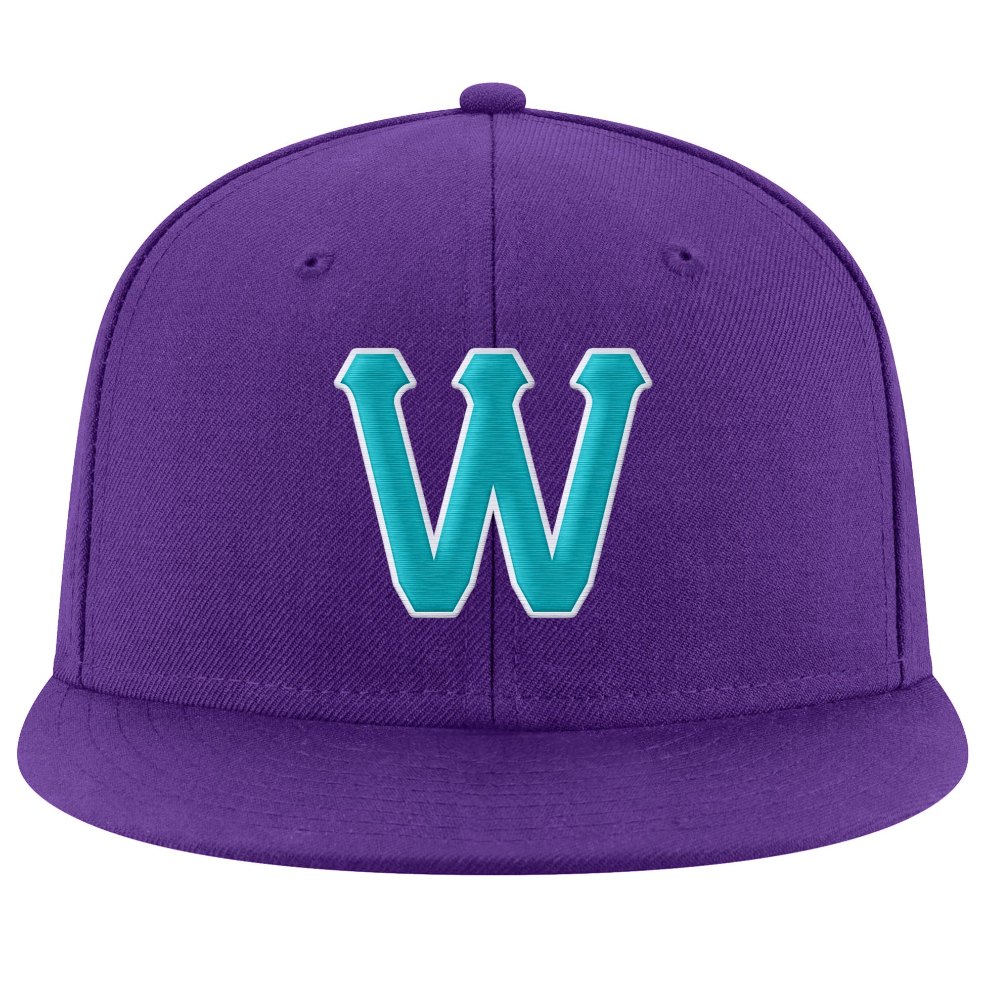 Custom Purple Aqua-White Stitched Adjustable Snapback Hat view 2